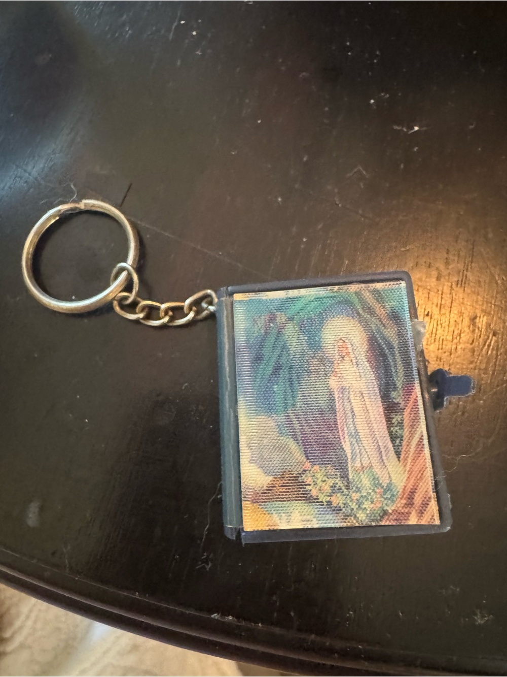 Miniature Book Charm with Navy Cover and White Pages key chain